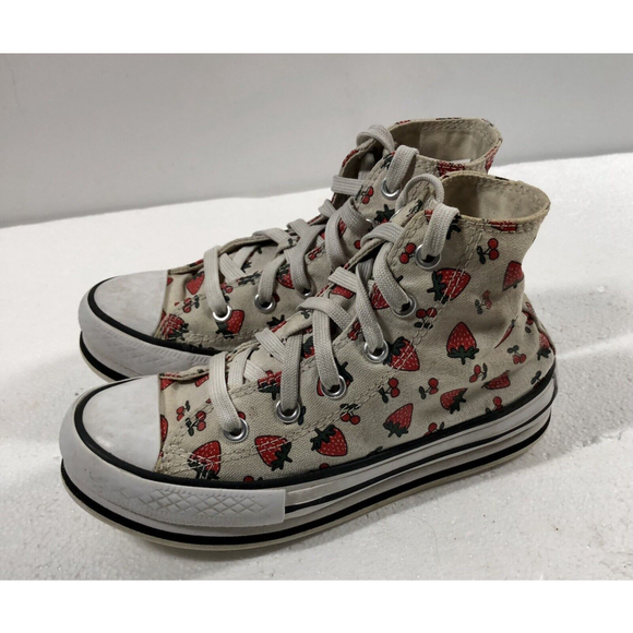Converse Chuck Taylor All Star Platform Eva Hi Strawberry AOP Girls SZ 12.5 - Picture 2 of 12